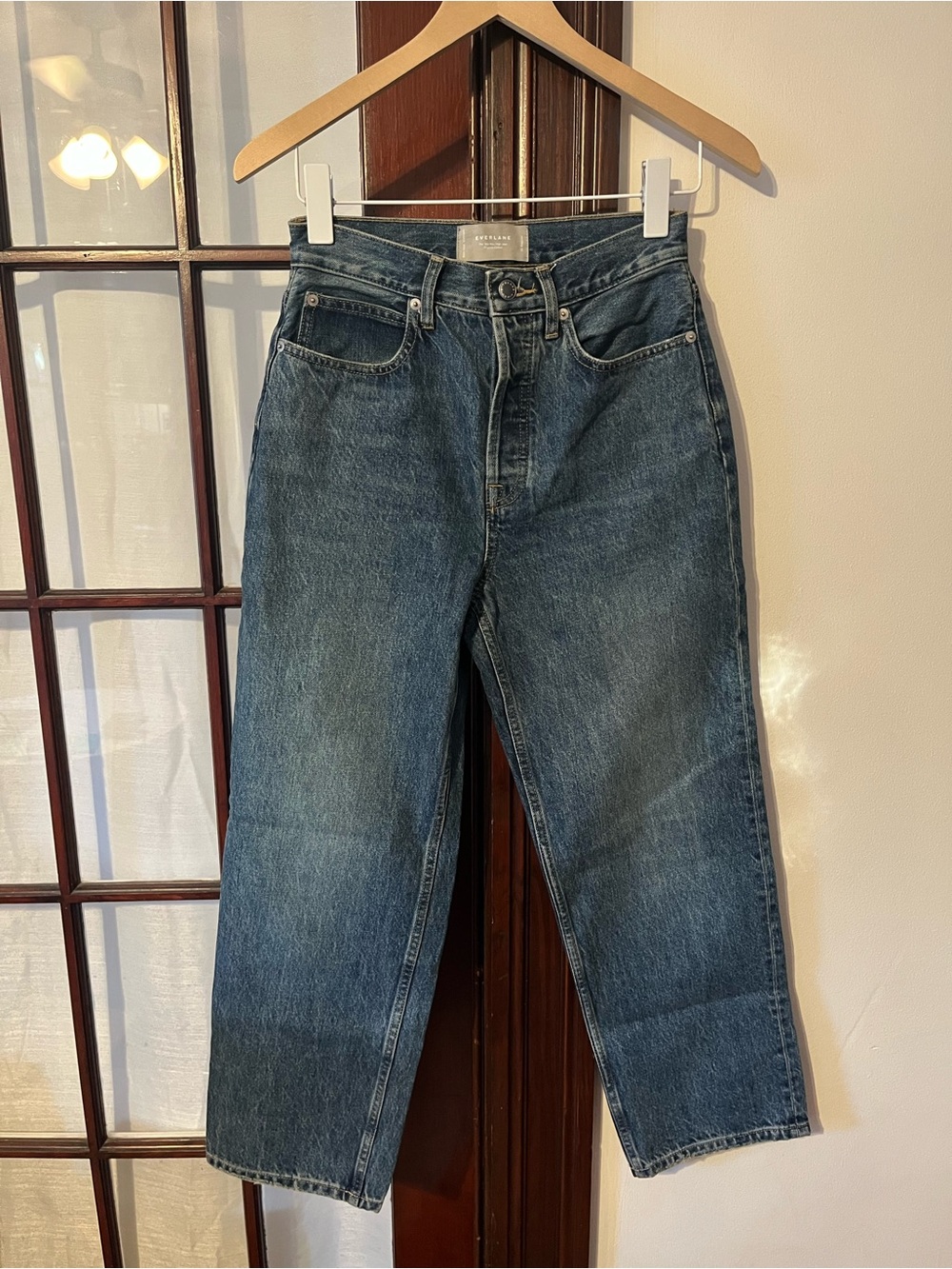 Everlane (from 2021) Rigid 90’s Way High Jean - Size 26 in Worn-in Blue Wash
